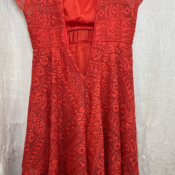 MAEVE / Anthropology Prima Burnt Orange Bohemian Lace Scarf Hem Dress - Picture 13 of 15